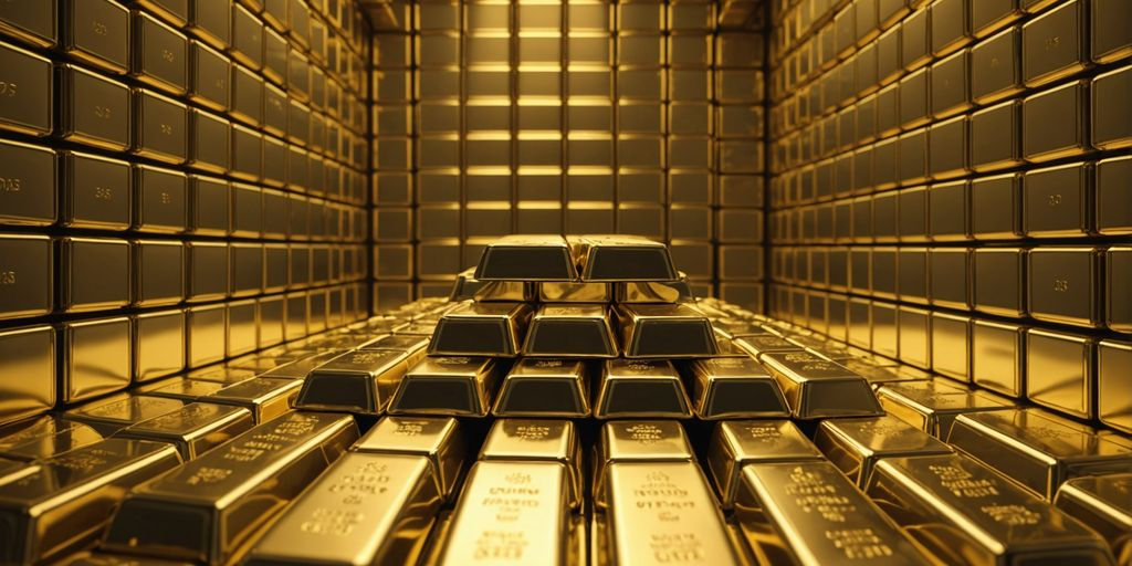 Coffre rempli de lingots d'or brillants