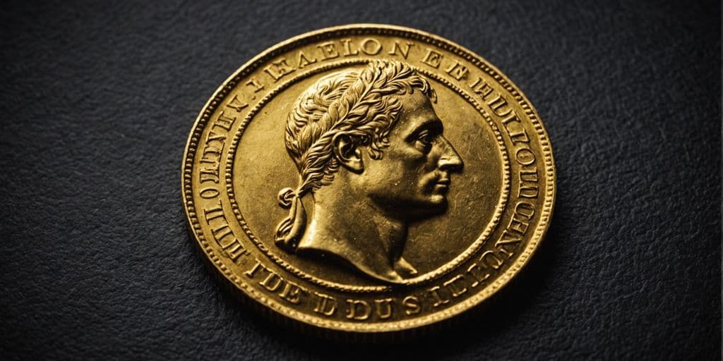 Pièce d'or Napoléon en gros plan