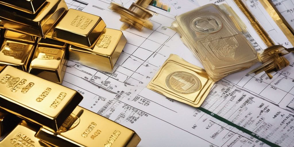 gold bars and financial charts