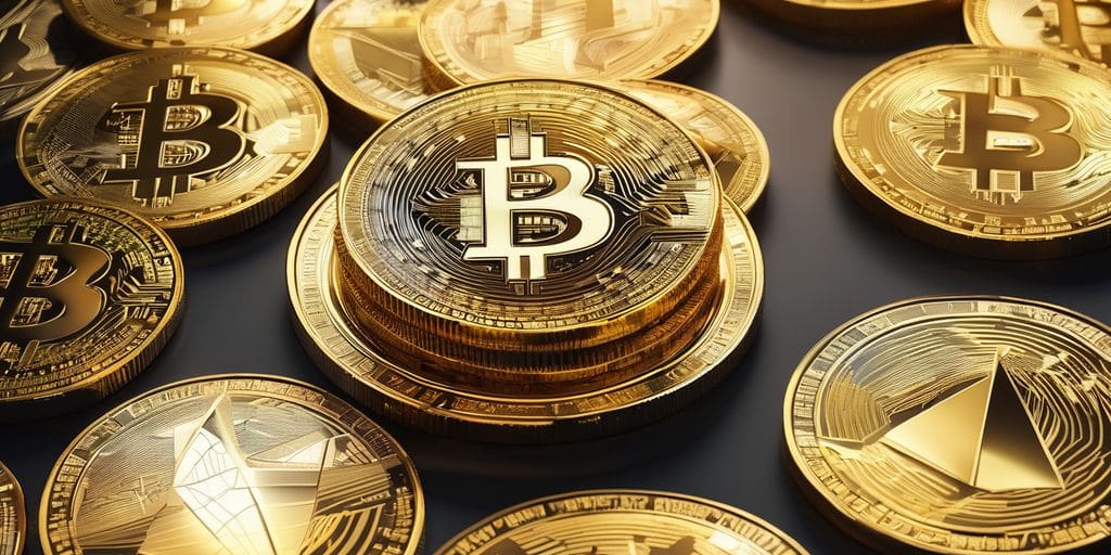 gold cryptocurrency with modern economy elements