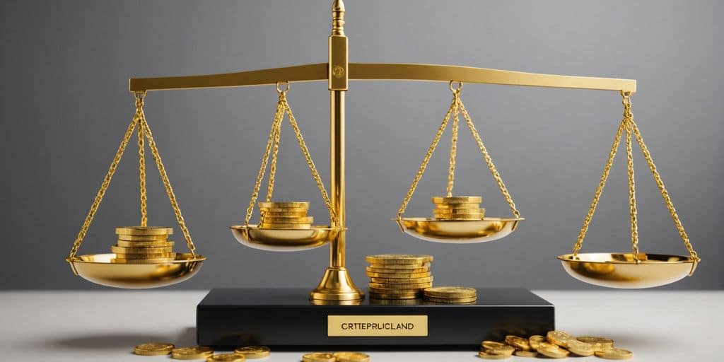 Balance avec or et cryptomonnaies