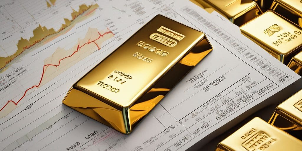 gold bars and financial charts