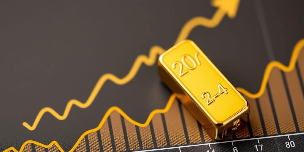 Lingot d'or sur graphique financier
