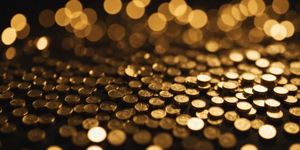 Gros plan sur de l'or brillant sous une lumière naturelle.