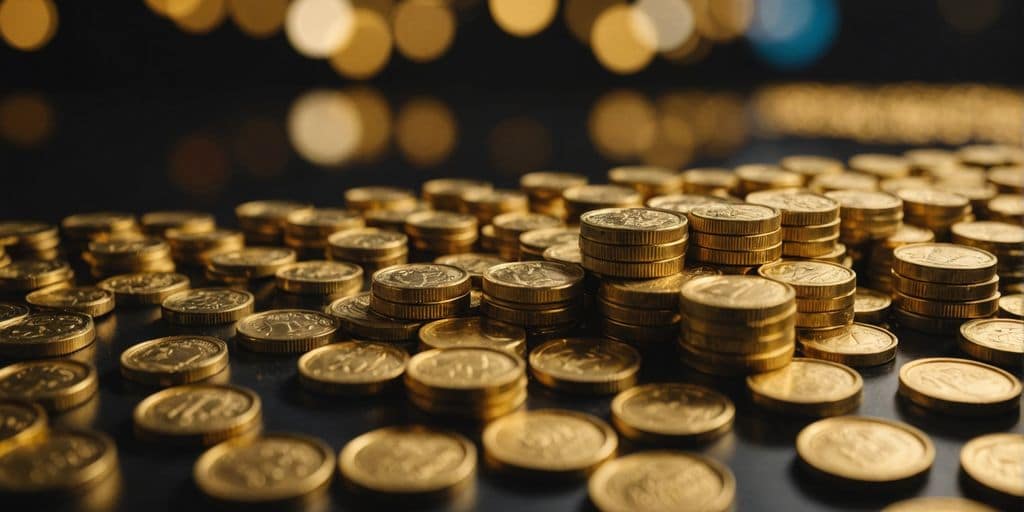 Pièces d'or et lingots avec graphique financier