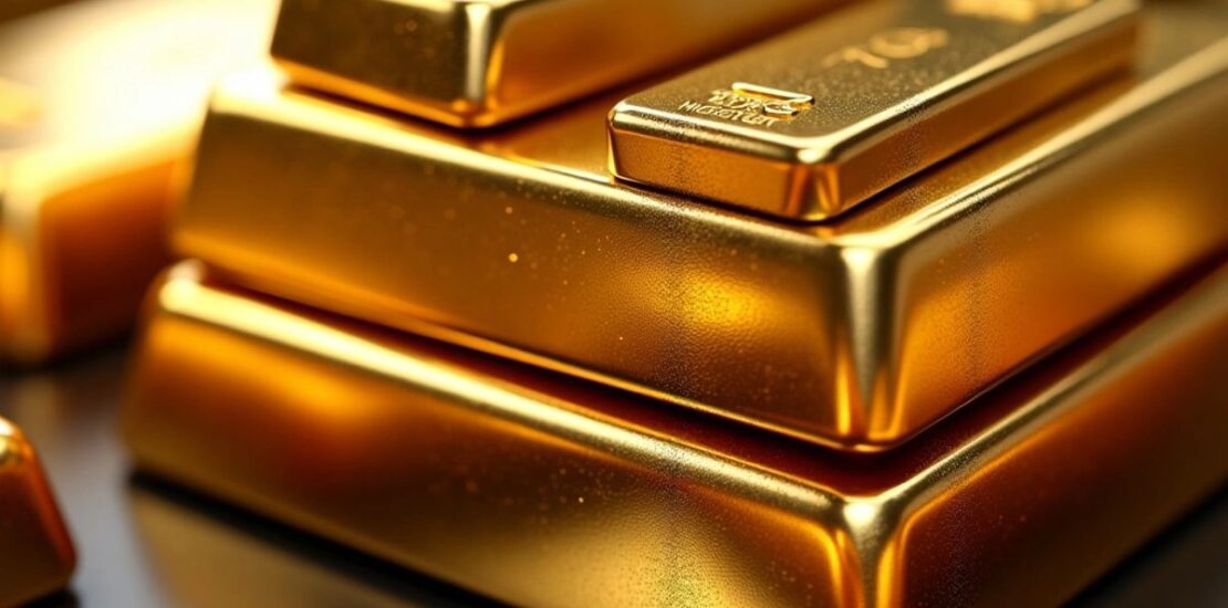 Barres d'or empilées brillantes
