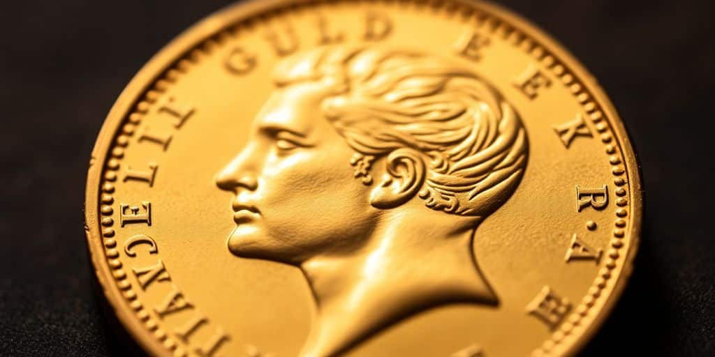 Une pièce en or de Napoléon avec des détails complexes.