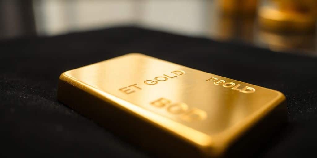 Un lingot d'or sur un fond sombre.