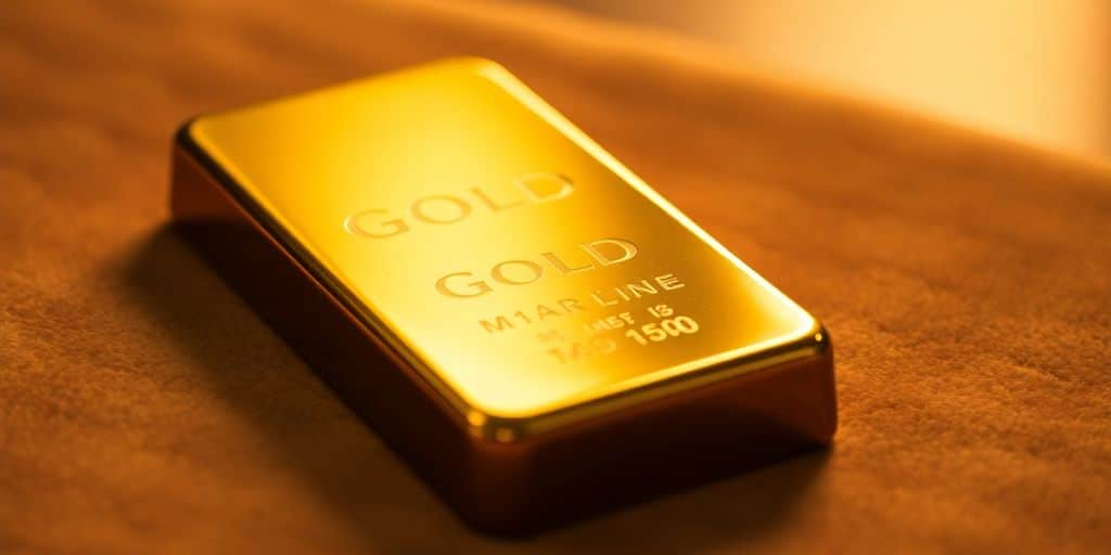 Lingot d'or sur un fond en velours.