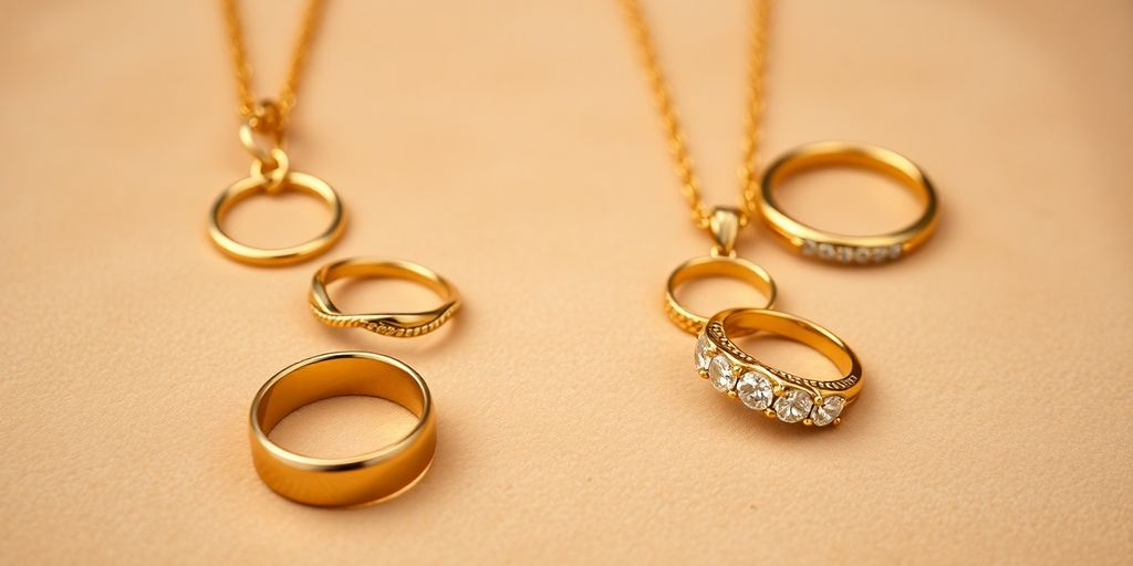 Bijoux en or sur un fond en velours.