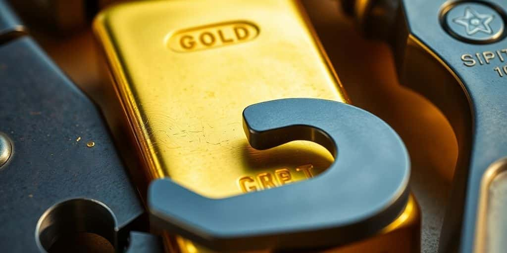 Barres d'or et outils industriels en gros plan.