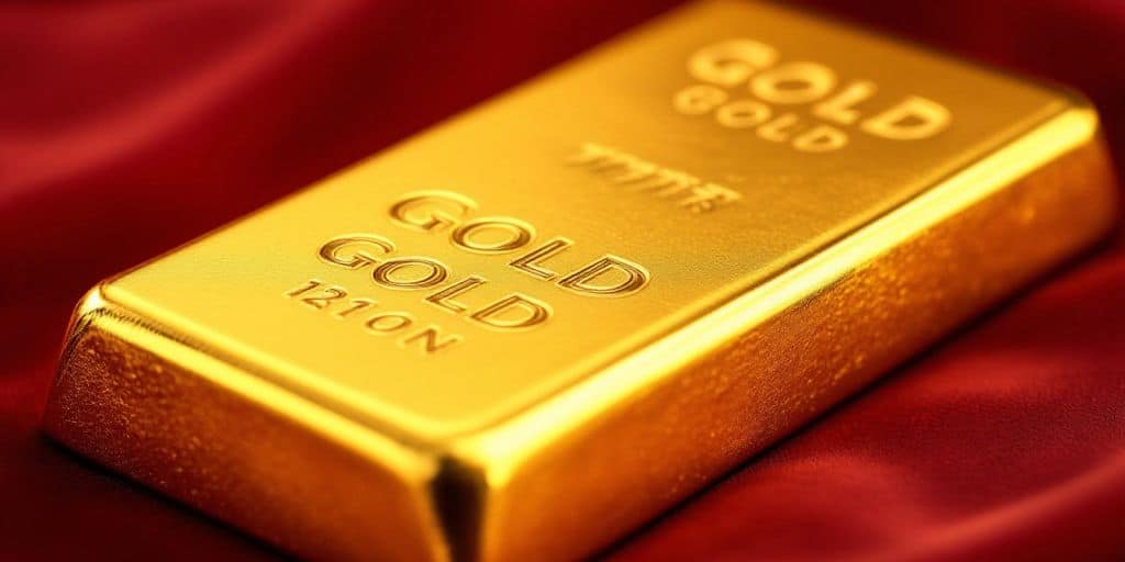 Barre d'or sur un fond velouté.