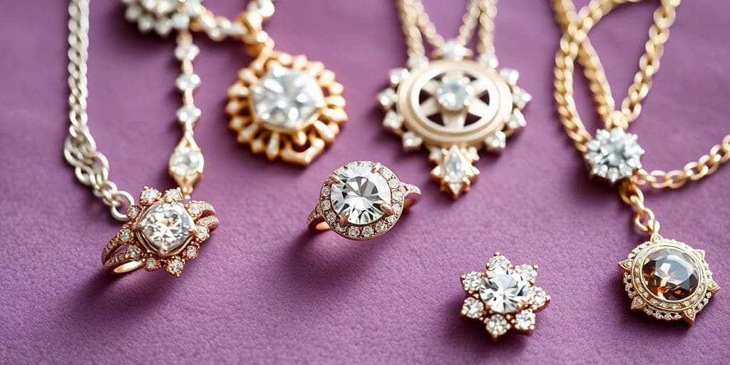 Bijoux élégants sur un fond en velours.