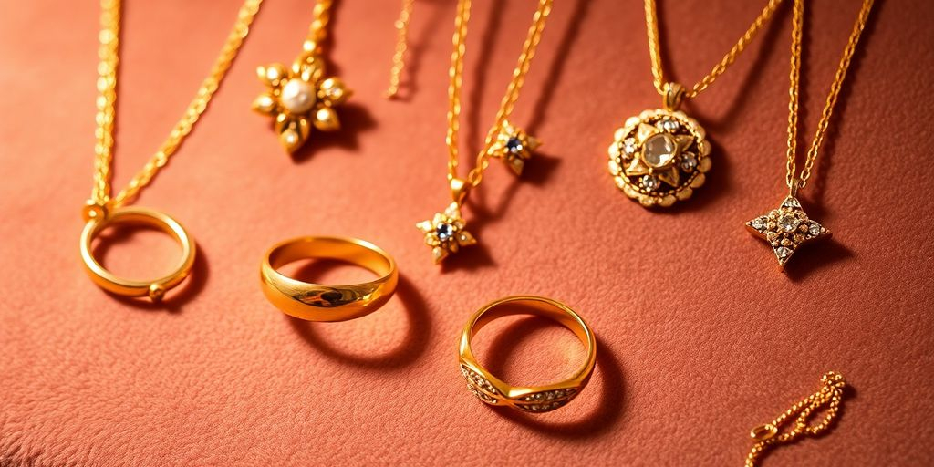 Bijoux en or élégants sur un fond en velours.