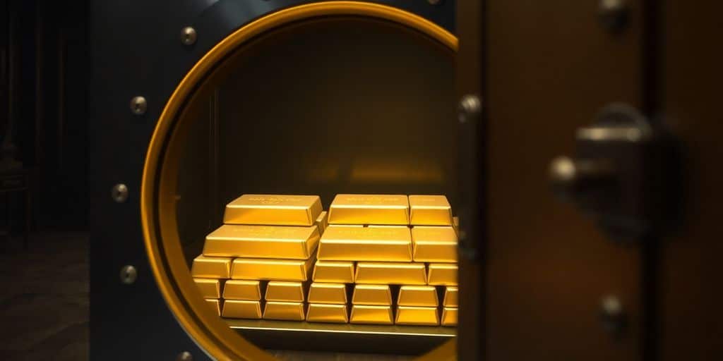 Coffre-fort sécurisé avec des lingots d'or à l'intérieur.