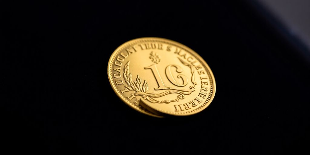 Monnaie Napoléon en or sur fond sombre.