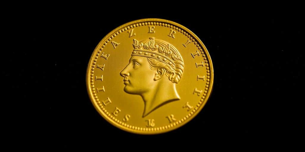 Pièce de Napoléon d'Or sur fond sombre.
