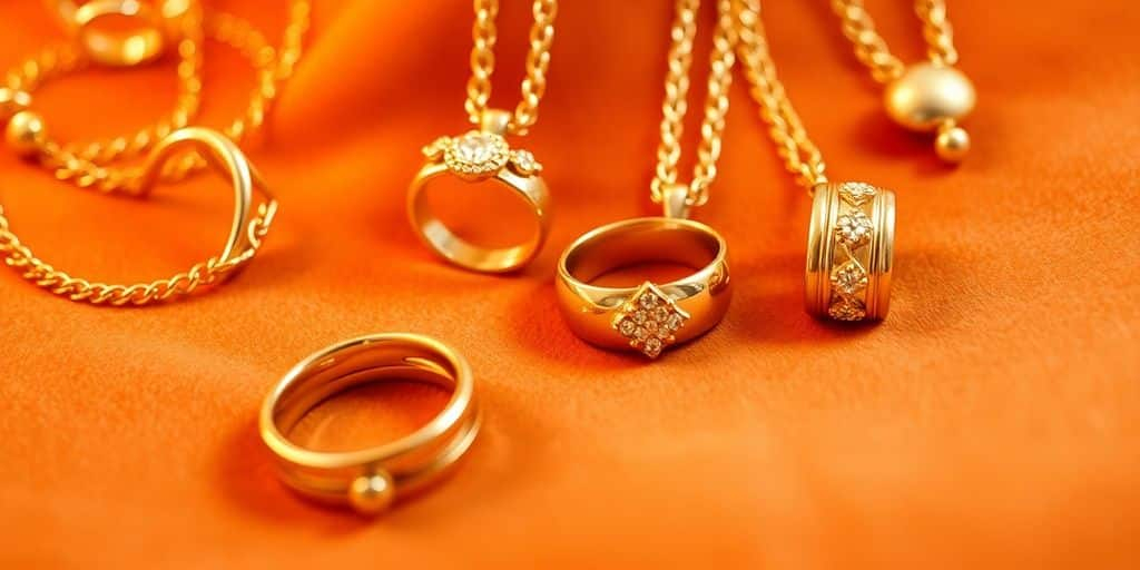 Bijoux en or sur fond en velours.