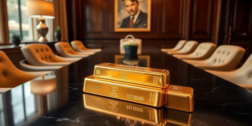 Espace de réunion sécurisé avec un lingot d'or.