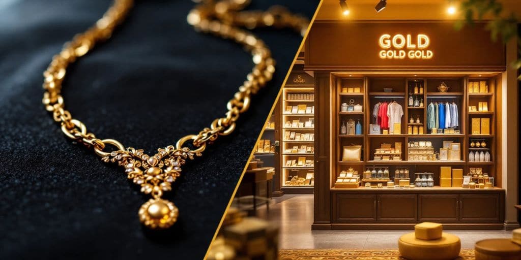 Collier en or et boutique d'or.