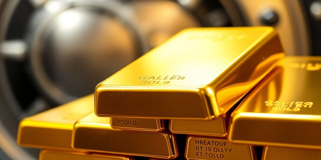 Des barres d'or empilées, évoquant la richesse.