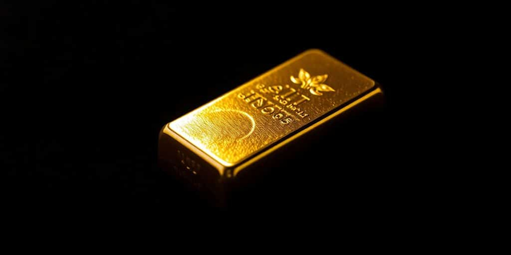 Lingot d'or sur un fond en velours noir.