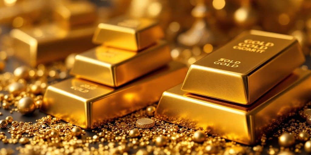 Barres d'or et œuvres d'art raffinées.