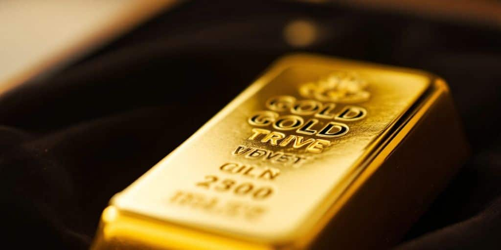Lingot d'or sur un fond sombre et élégant.