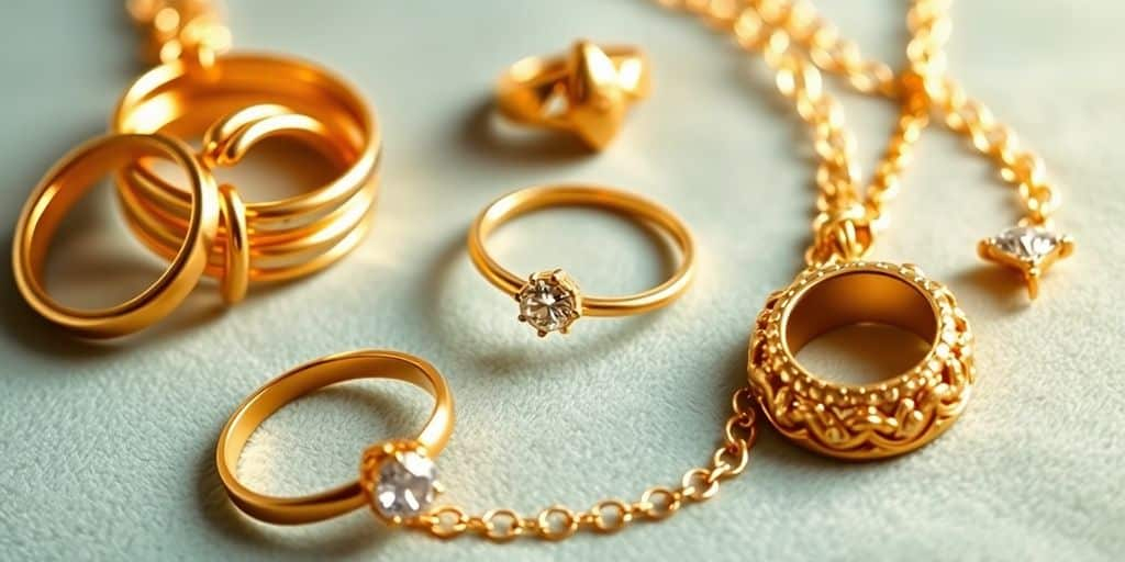 Bijoux en or élégants sur fond en velours.