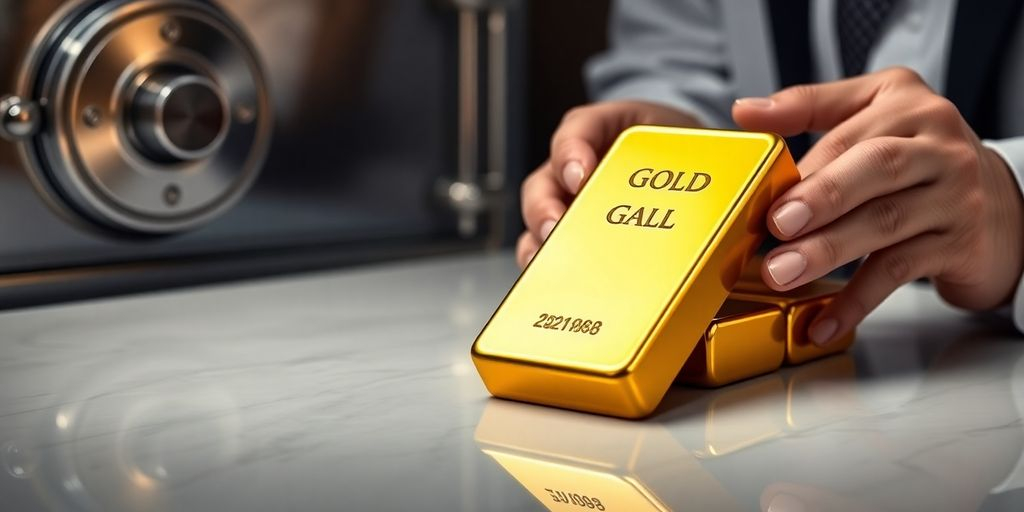 Lingot d'or sur une surface polie avec un expert.