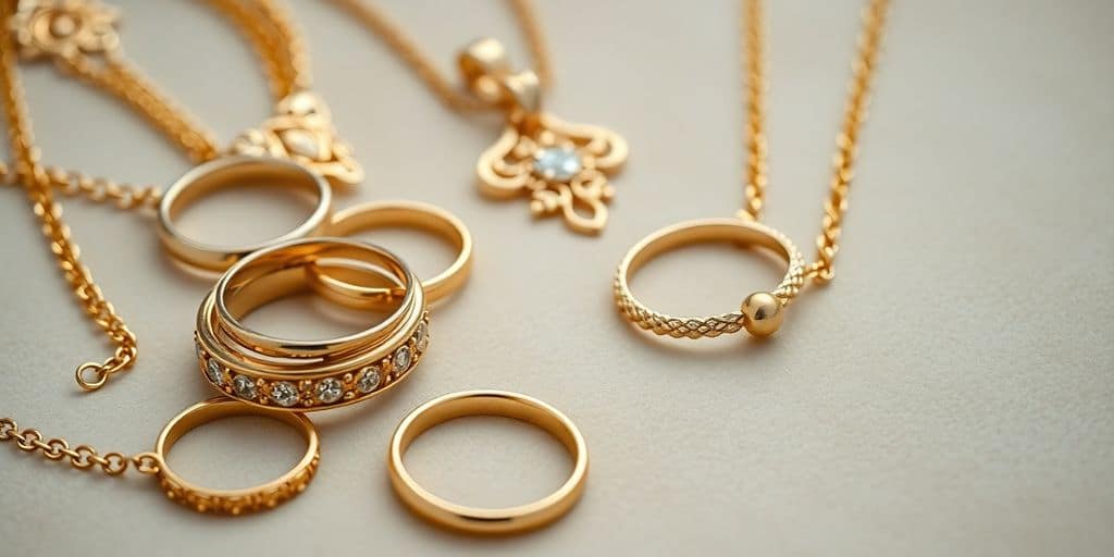 Bijoux en or sur un fond en velours.