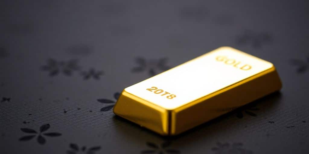 Un lingot d'or sur une surface sombre.