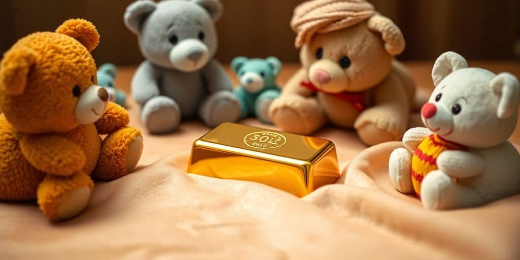 Barre d'or posée sur un tissu en velours.