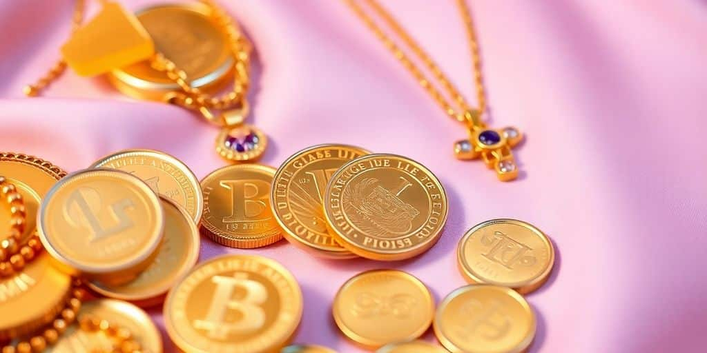 Pièces d'or brillantes sur un fond élégant.