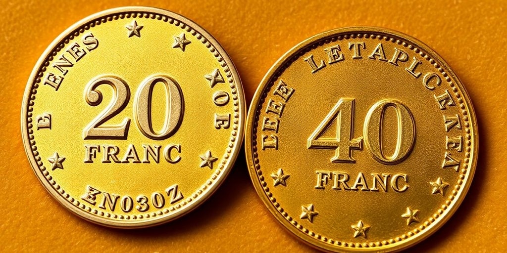 Coins Napoléon en or 20 francs et 40 francs.