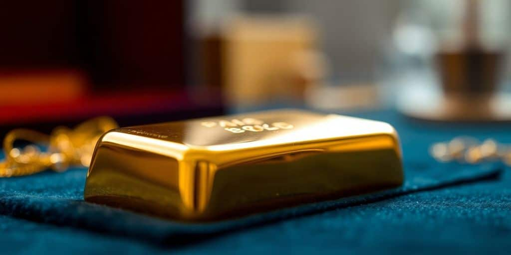 Lingot d'or sur un fond velouté.