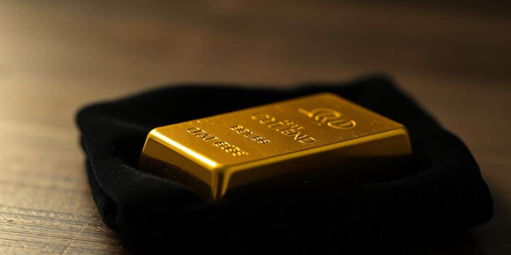Barre d'or sur un fond sombre et élégant.