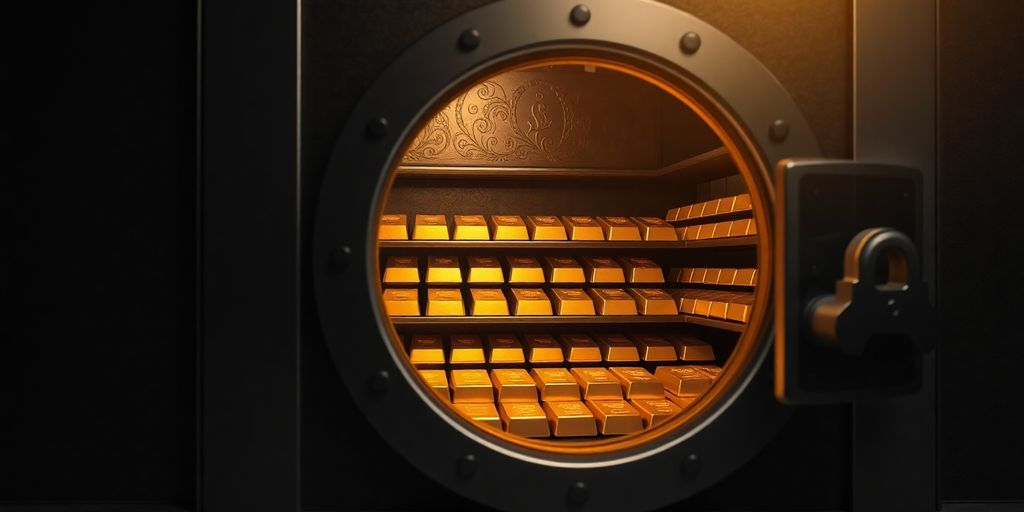 Coffre-fort sécurisé avec des lingots d'or.