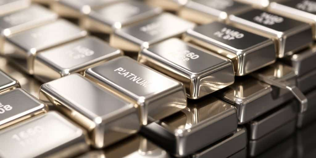 Barres de platine brillantes empilées.