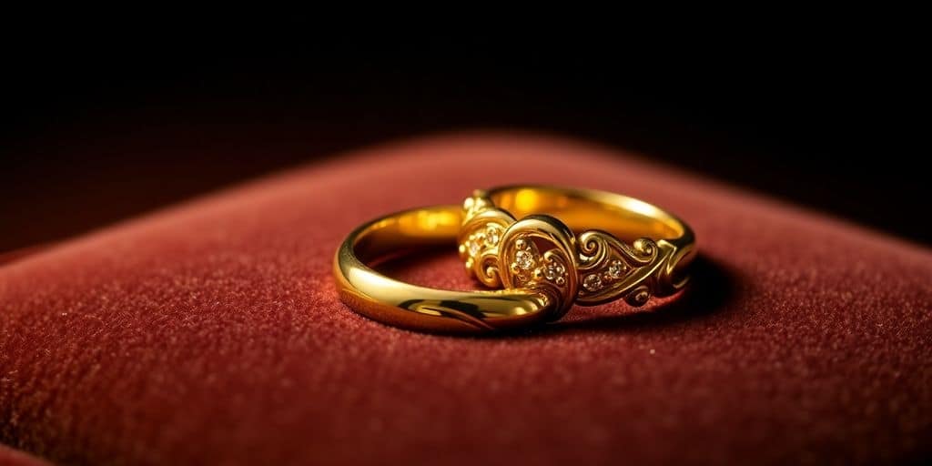 Une bague en or sur un fond velours.