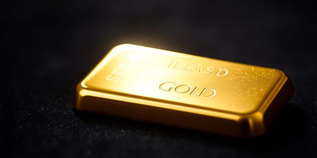 Lingot d'or sur un fond sombre.