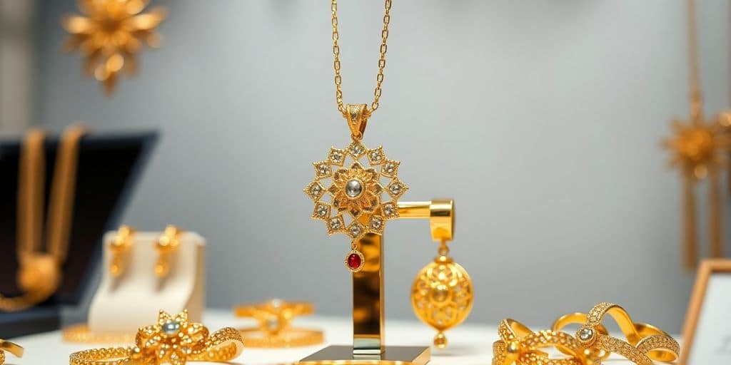 Bijoux en or brillants sur fond flou.
