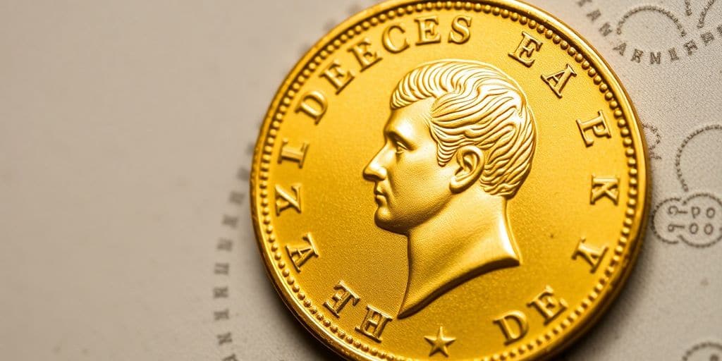 Monnaie en or Napoléon avec des détails raffinés.