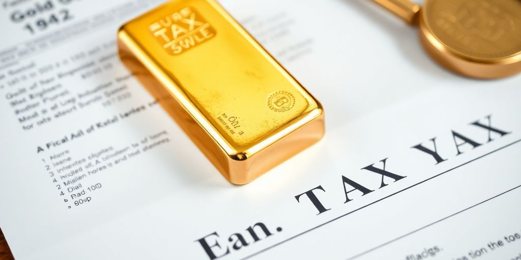 Lingot d'or sur des documents fiscaux