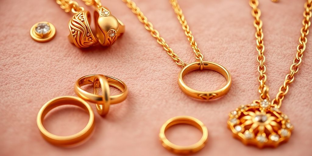 Bijoux en or élégants sur un fond en velours.
