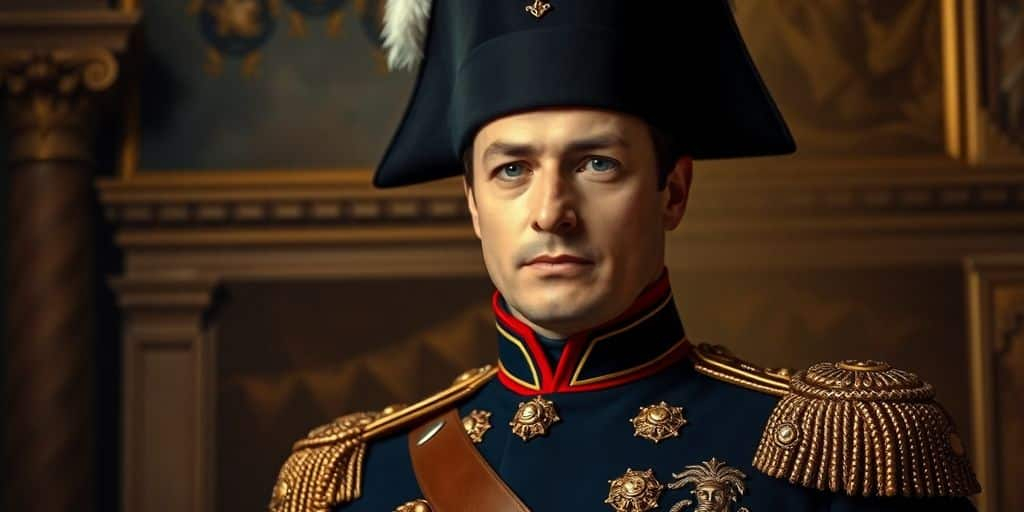 Portrait de Napoléon avec son uniforme militaire.
