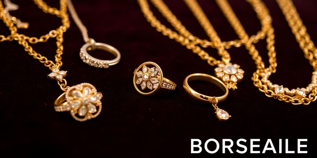 Bijoux en or élégants sur fond en velours.