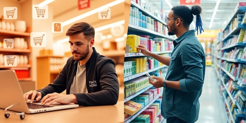 Différence entre achat en ligne et en boutique.