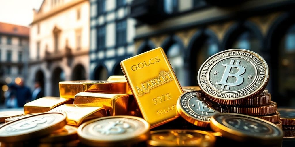 Des barres et pièces d'or brillantes.