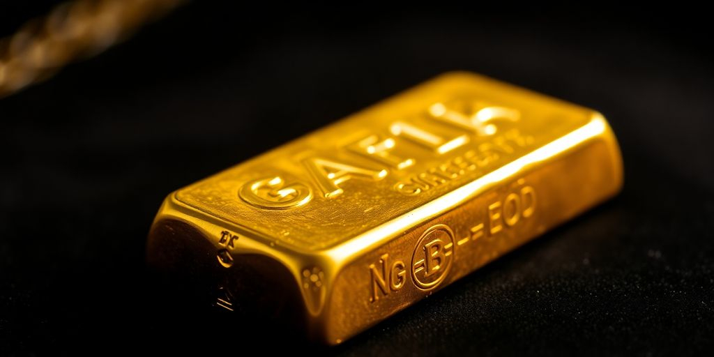 Lingot d'or sur un fond sombre et élégant.